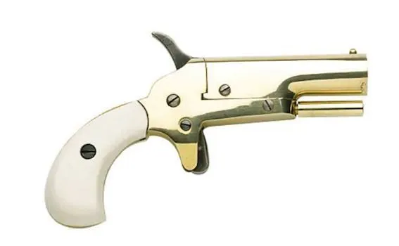 Traditions Vest Pocket Derringer Muzzleloading Pistol 31 Caliber 2.25″ Brass Barrel Ivory Grips White